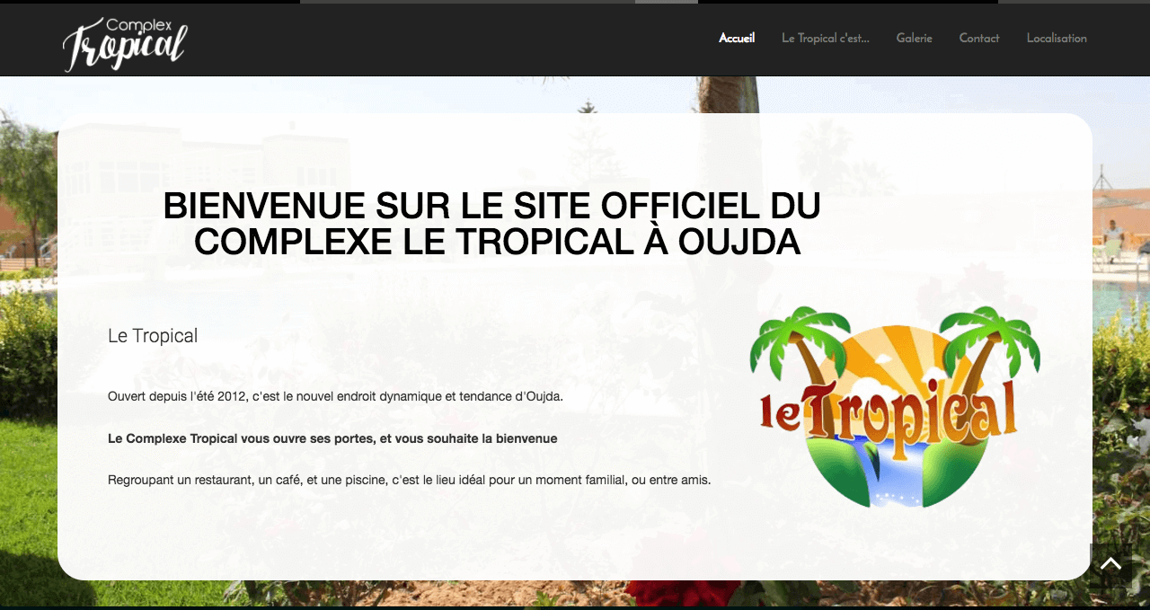 capture d'écran du site du tropical 