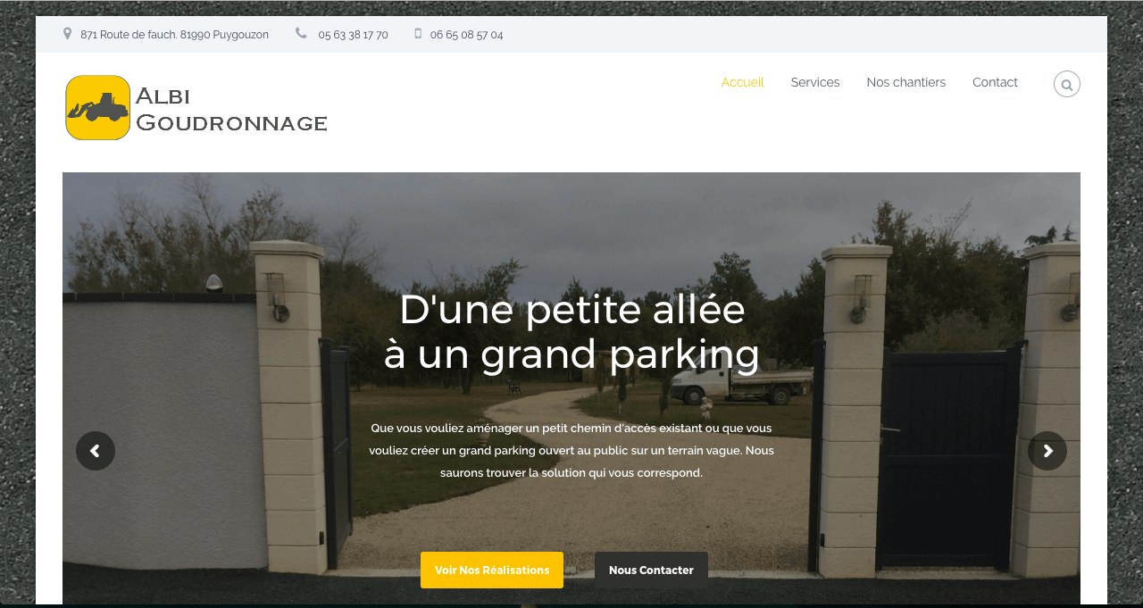 capture d'écran du site albi goudronnage 