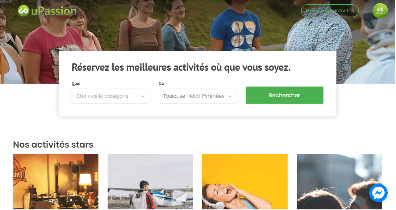 capture d'écran du site upassion 